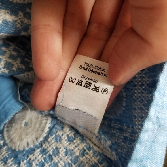 Madewell Chambray Embroidered Cotton Sunstitch Tunic Dress W/ Pockets Size XS - Picture 4 of 10